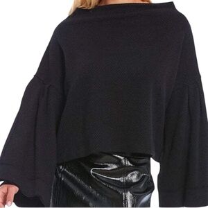 Free People Black Bell Sleeve Top